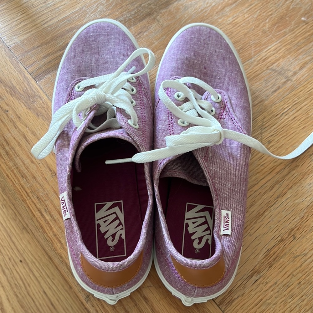 NEW NEVER WORN, Vans sneakers size 8.5 women, purple canvas print